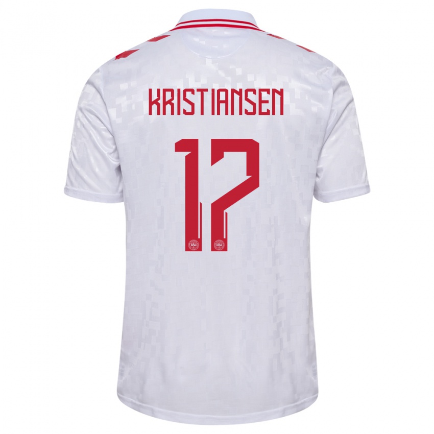 Niño Camiseta Dinamarca Victor Kristiansen #17 Blanco 2ª Equipación 24-26 La Camisa Perú