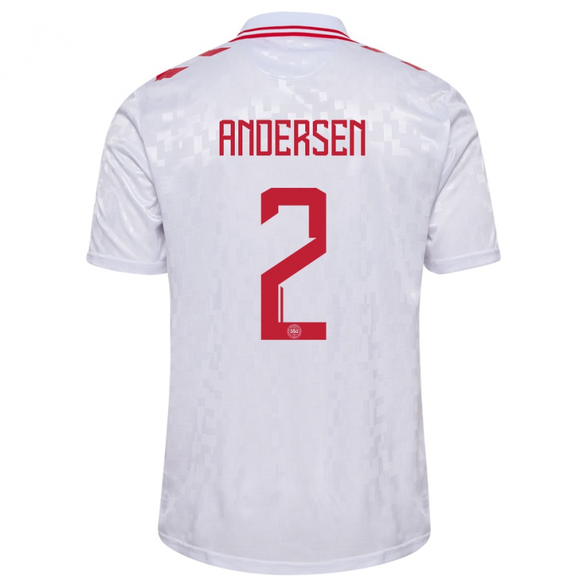 Niño Camiseta Dinamarca Joachim Andersen #2 Blanco 2ª Equipación 24-26 La Camisa Perú