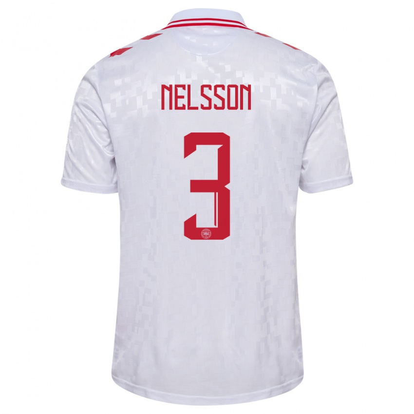 Niño Camiseta Dinamarca Victor Nelsson #3 Blanco 2ª Equipación 24-26 La Camisa Perú