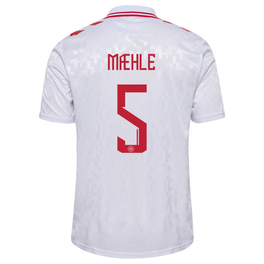 Niño Camiseta Dinamarca Joakim Maehle #5 Blanco 2ª Equipación 24-26 La Camisa Perú