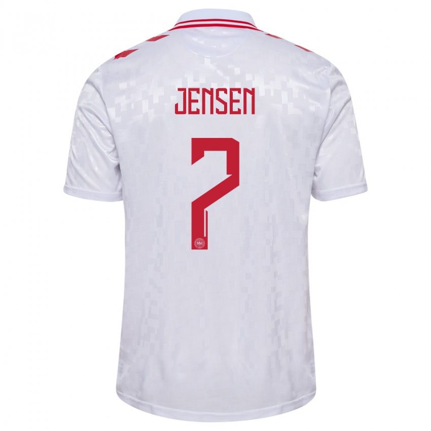 Niño Camiseta Dinamarca Mathias Jensen #7 Blanco 2ª Equipación 24-26 La Camisa Perú