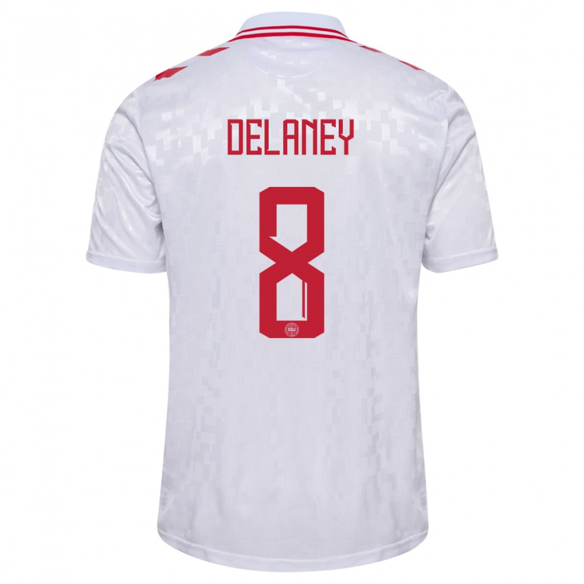 Niño Camiseta Dinamarca Thomas Delaney #8 Blanco 2ª Equipación 24-26 La Camisa Perú