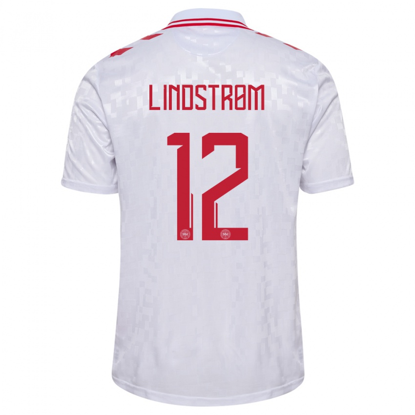 Niño Camiseta Dinamarca Jesper Lindstrom #12 Blanco 2ª Equipación 24-26 La Camisa Perú