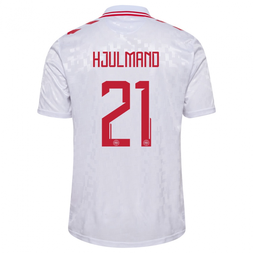 Niño Camiseta Dinamarca Morten Hjulmand #21 Blanco 2ª Equipación 24-26 La Camisa Perú