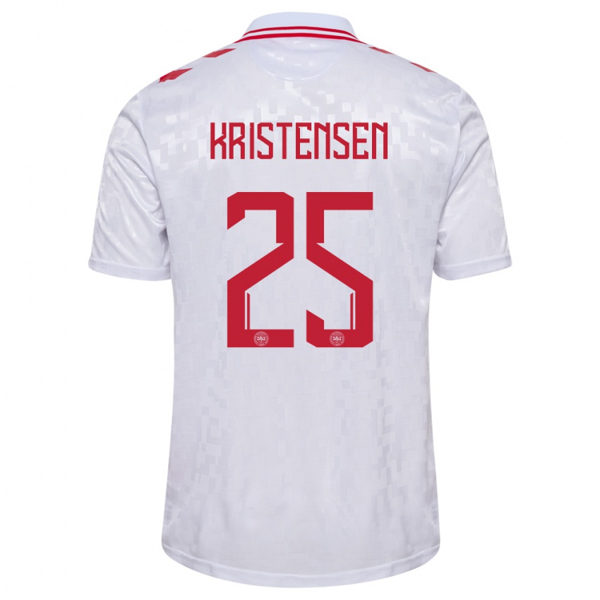 Niño Camiseta Dinamarca Rasmus Kristensen #25 Blanco 2ª Equipación 24-26 La Camisa Perú