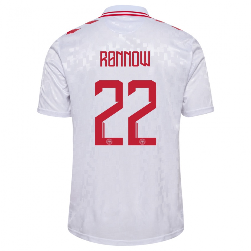 Niño Camiseta Dinamarca Frederik Ronnow #22 Blanco 2ª Equipación 24-26 La Camisa Perú