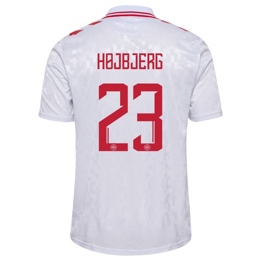 Niño Camiseta Dinamarca Pierre Emile Hojbjerg #23 Blanco 2ª Equipación 24-26 La Camisa Perú