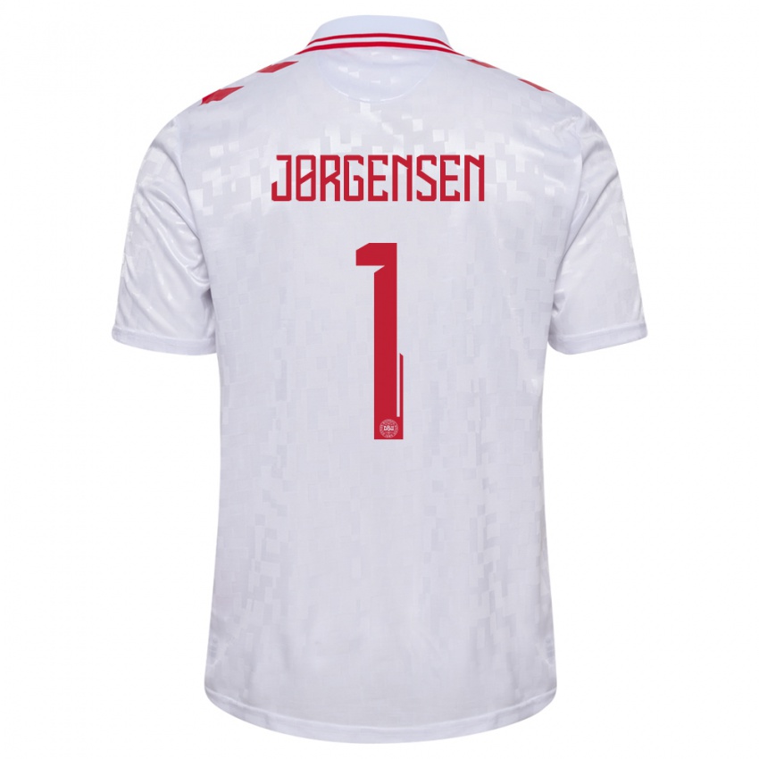 Niño Camiseta Dinamarca Filip Jørgensen #1 Blanco 2ª Equipación 24-26 La Camisa Perú