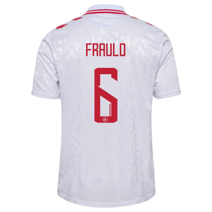 Niño Camiseta Dinamarca Oscar Fraulo #6 Blanco 2ª Equipación 24-26 La Camisa Perú