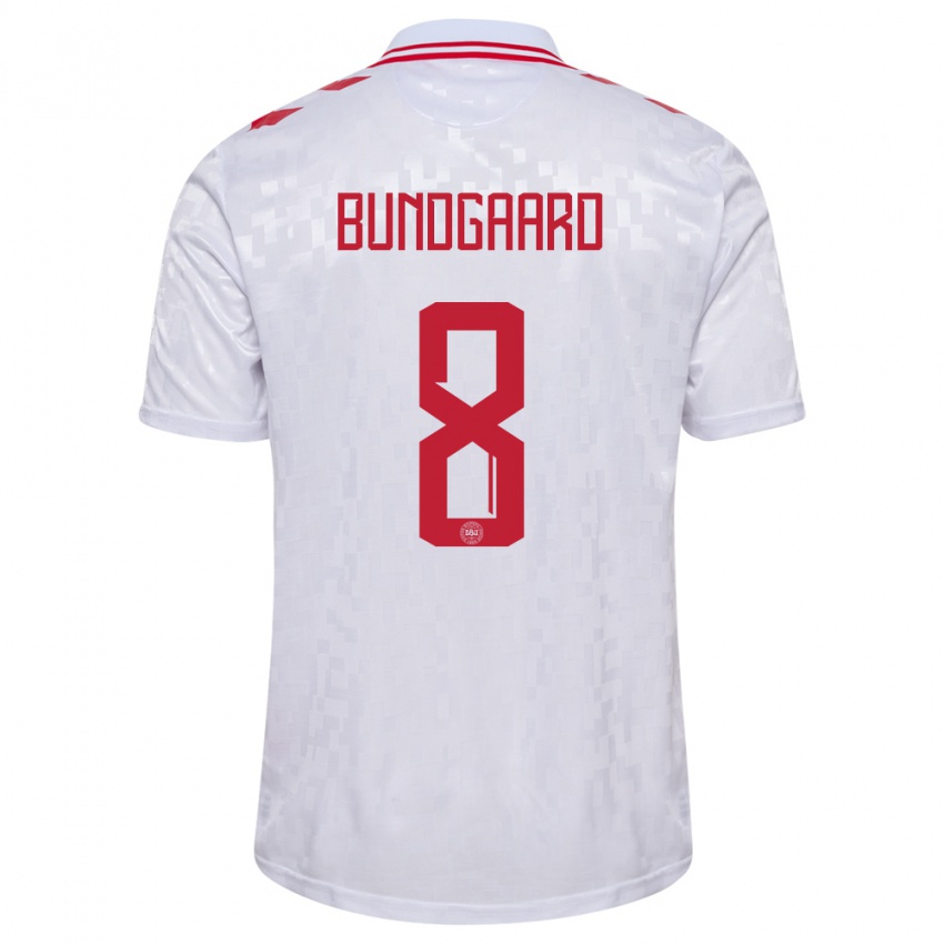 Niño Camiseta Dinamarca Filip Bundgaard #8 Blanco 2ª Equipación 24-26 La Camisa Perú