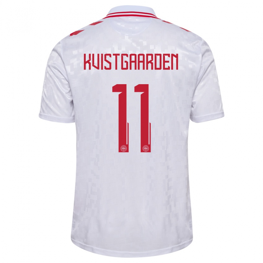 Niño Camiseta Dinamarca Mathias Kvistgaarden #11 Blanco 2ª Equipación 24-26 La Camisa Perú