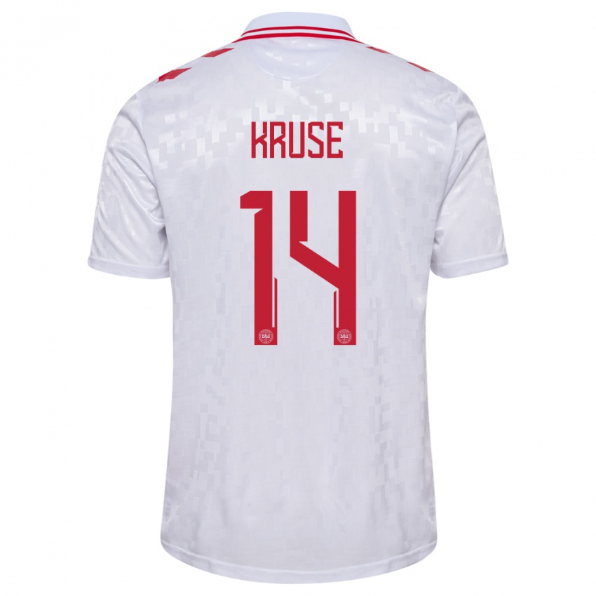 Niño Camiseta Dinamarca David Kruse #14 Blanco 2ª Equipación 24-26 La Camisa Perú