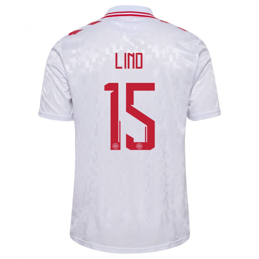 Niño Camiseta Dinamarca Victor Lind #15 Blanco 2ª Equipación 24-26 La Camisa Perú