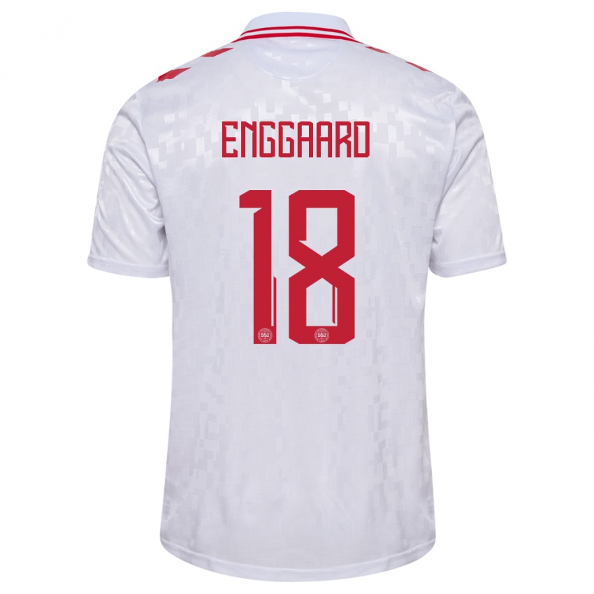 Niño Camiseta Dinamarca Mads Enggaard #18 Blanco 2ª Equipación 24-26 La Camisa Perú