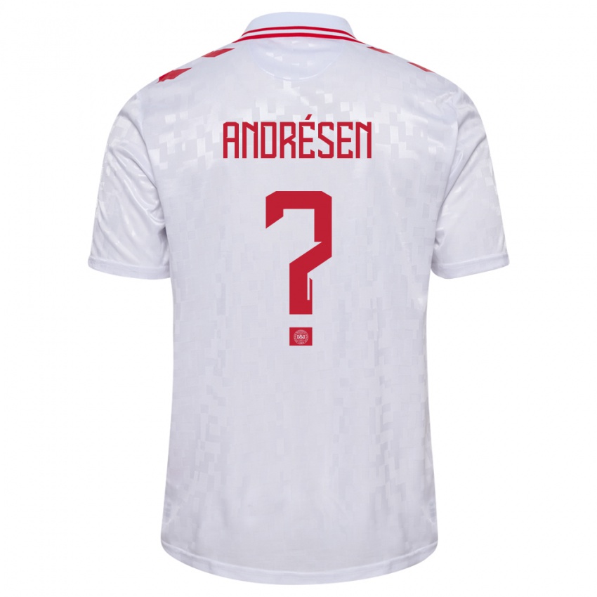 Niño Camiseta Dinamarca Aske Andrésen #0 Blanco 2ª Equipación 24-26 La Camisa Perú