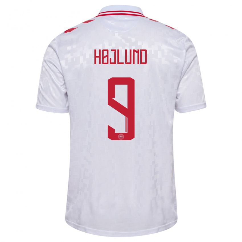 Niño Camiseta Dinamarca Emil Højlund #9 Blanco 2ª Equipación 24-26 La Camisa Perú