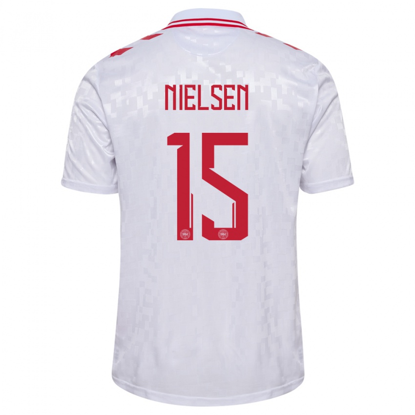 Niño Camiseta Dinamarca Villads Nielsen #15 Blanco 2ª Equipación 24-26 La Camisa Perú