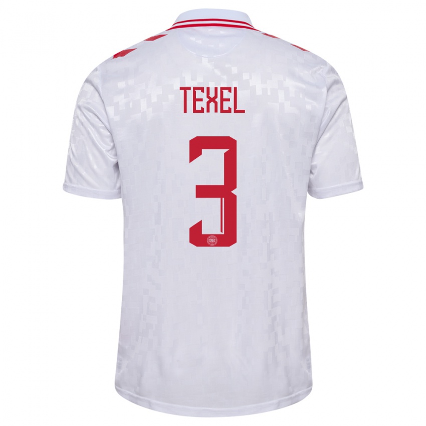 Niño Camiseta Dinamarca Pontus Texel #3 Blanco 2ª Equipación 24-26 La Camisa Perú