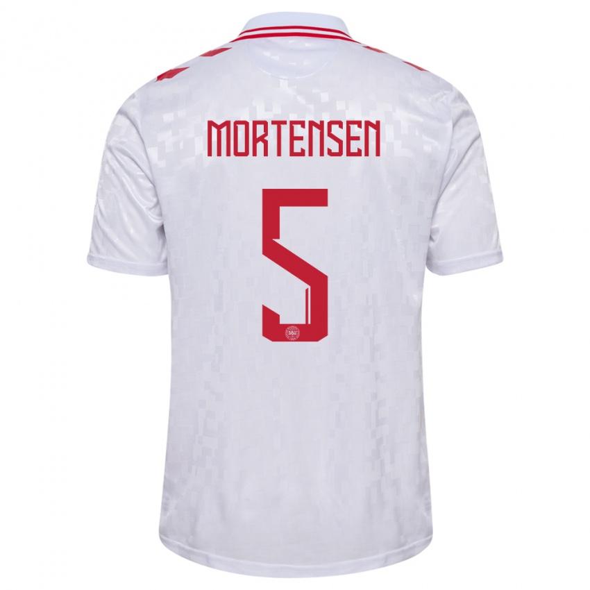 Niño Camiseta Dinamarca Gustav Mortensen #5 Blanco 2ª Equipación 24-26 La Camisa Perú