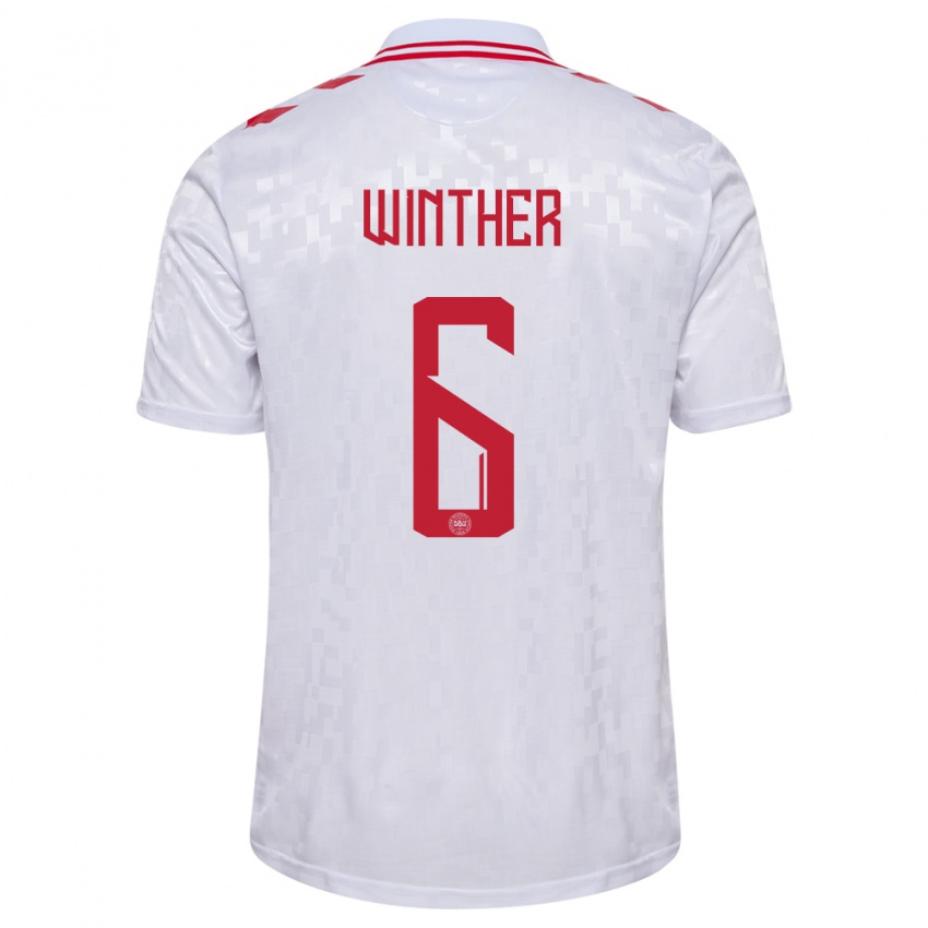 Niño Camiseta Dinamarca Casper Winther #6 Blanco 2ª Equipación 24-26 La Camisa Perú