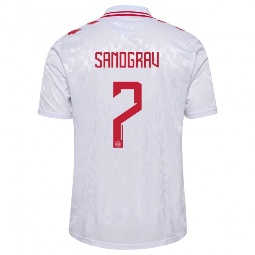 Niño Camiseta Dinamarca Lauge Sandgrav #7 Blanco 2ª Equipación 24-26 La Camisa Perú