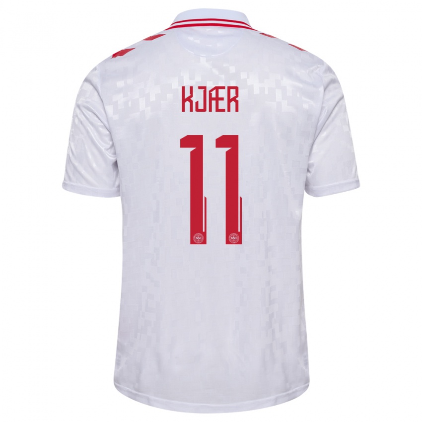 Niño Camiseta Dinamarca Jeppe Kjær #11 Blanco 2ª Equipación 24-26 La Camisa Perú