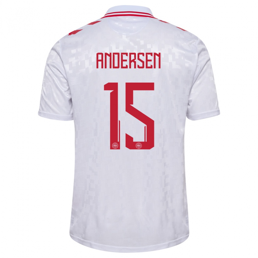 Niño Camiseta Dinamarca Jacob Andersen #15 Blanco 2ª Equipación 24-26 La Camisa Perú