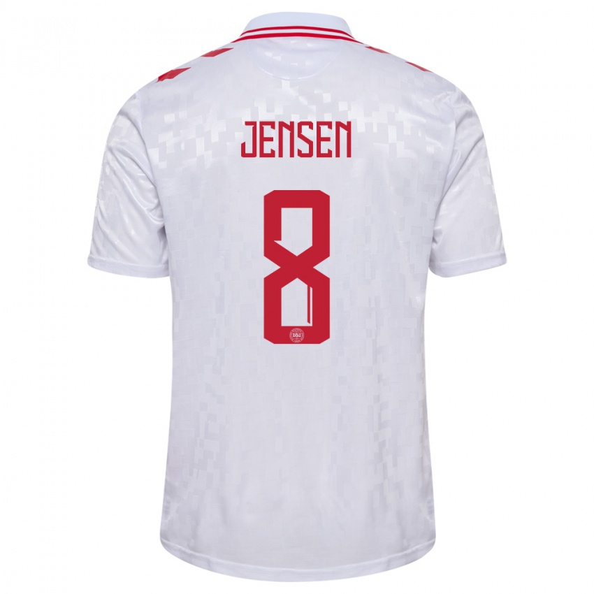 Niño Camiseta Dinamarca Tobias Lund Jensen #8 Blanco 2ª Equipación 24-26 La Camisa Perú