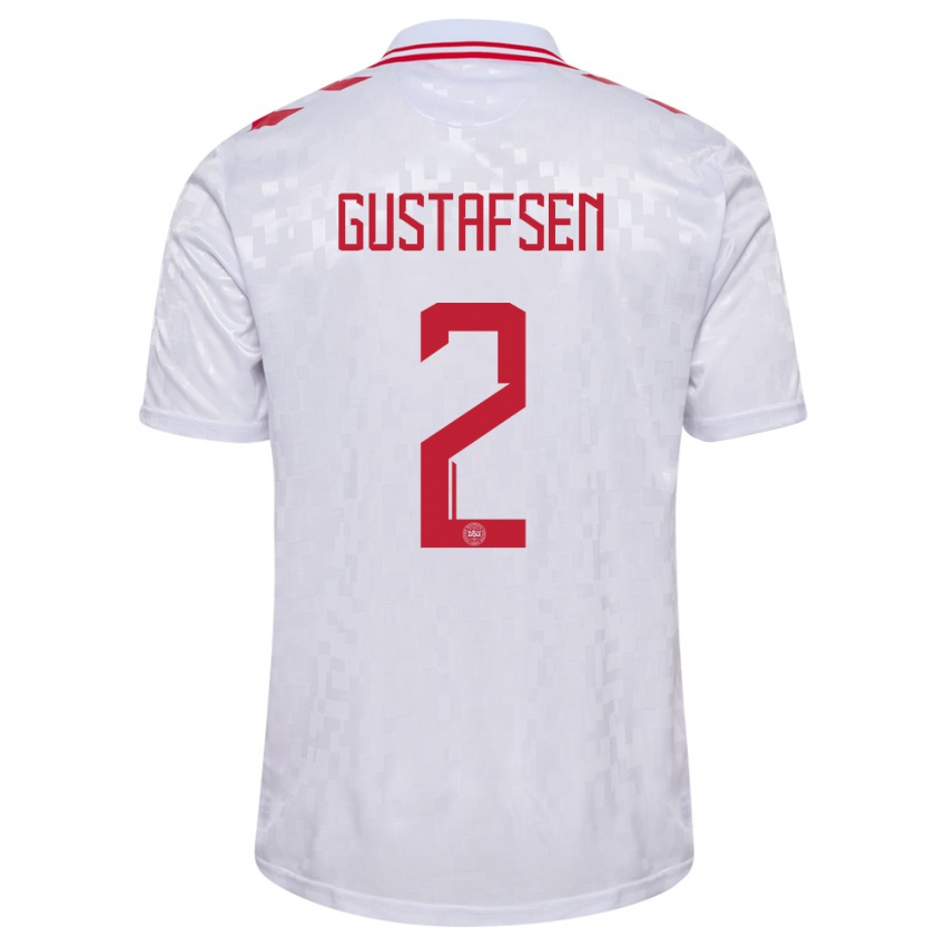 Niño Camiseta Dinamarca Victor Gustafsen #2 Blanco 2ª Equipación 24-26 La Camisa Perú