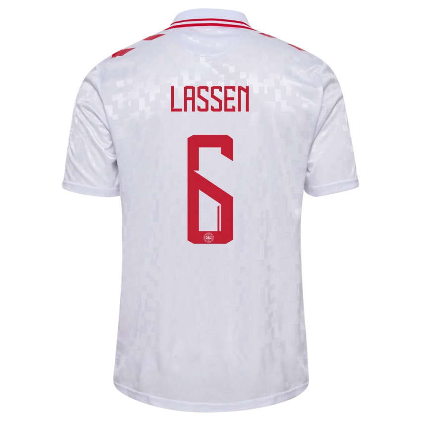 Niño Camiseta Dinamarca Noah Lassen #6 Blanco 2ª Equipación 24-26 La Camisa Perú