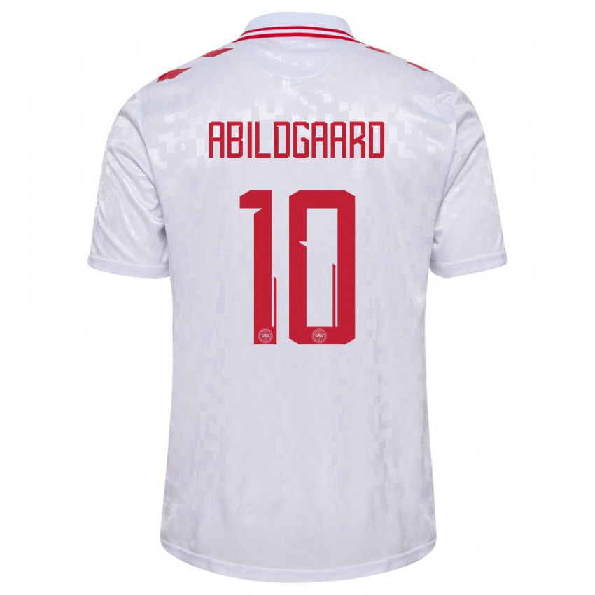 Niño Camiseta Dinamarca Lasse Abildgaard #10 Blanco 2ª Equipación 24-26 La Camisa Perú