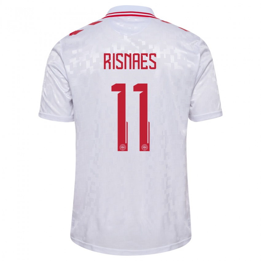 Niño Camiseta Dinamarca Roberto Risnaes #11 Blanco 2ª Equipación 24-26 La Camisa Perú