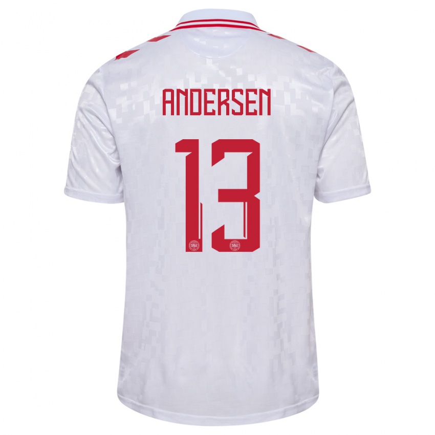 Niño Camiseta Dinamarca Frej Andersen #13 Blanco 2ª Equipación 24-26 La Camisa Perú