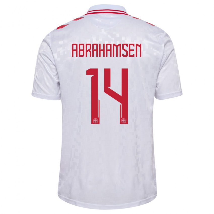 Niño Camiseta Dinamarca Mads Abrahamsen #14 Blanco 2ª Equipación 24-26 La Camisa Perú