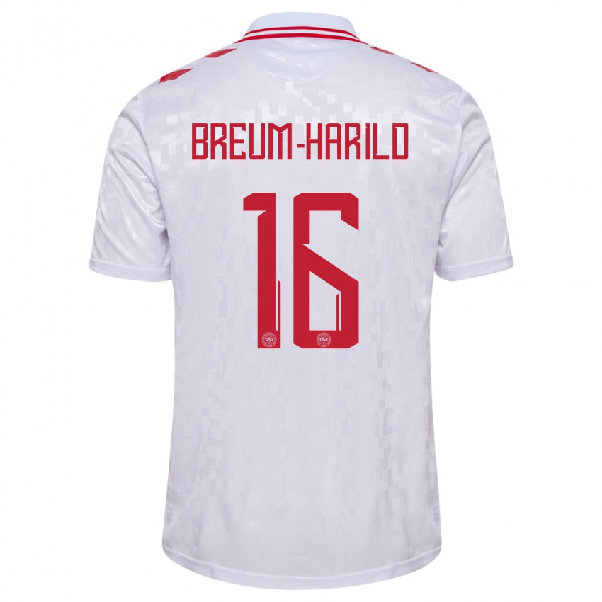 Niño Camiseta Dinamarca Tobias Breum-Harild #16 Blanco 2ª Equipación 24-26 La Camisa Perú