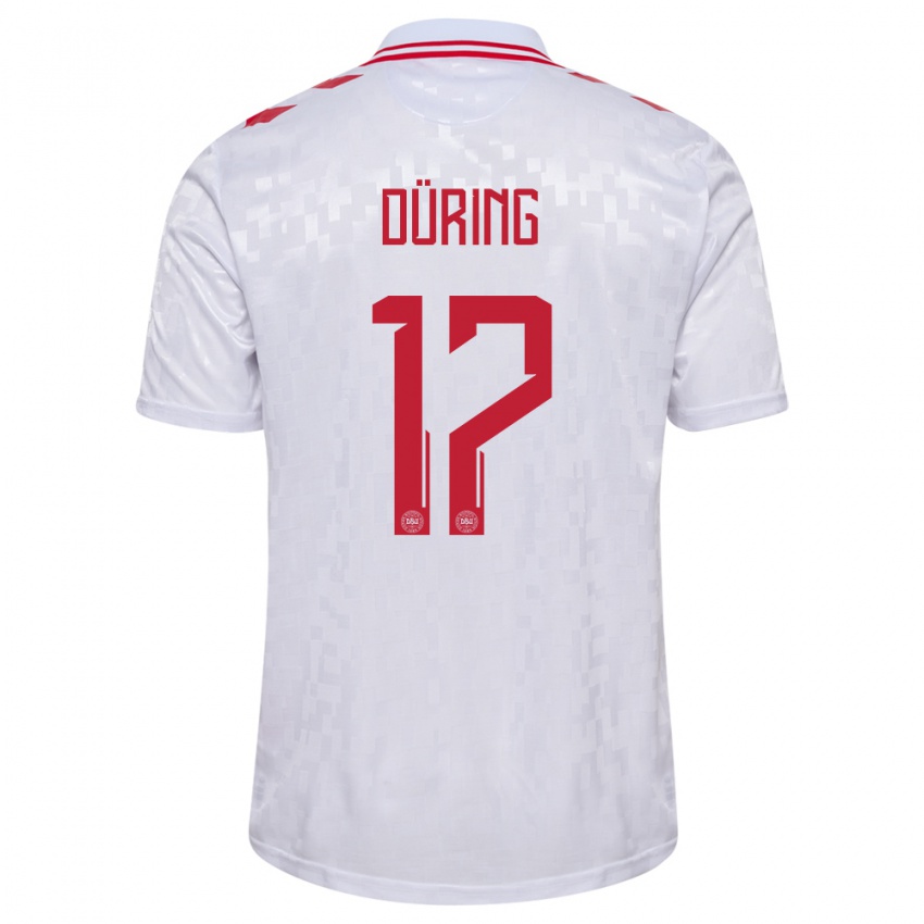 Niño Camiseta Dinamarca Rasmus Düring #17 Blanco 2ª Equipación 24-26 La Camisa Perú