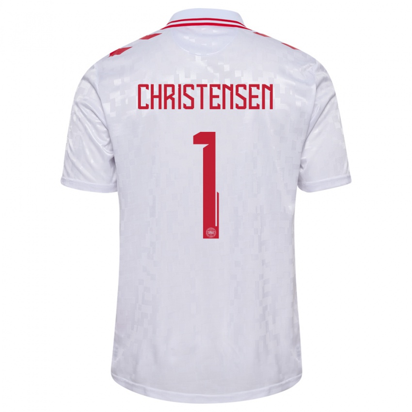 Niño Camiseta Dinamarca Lene Christensen #1 Blanco 2ª Equipación 24-26 La Camisa Perú