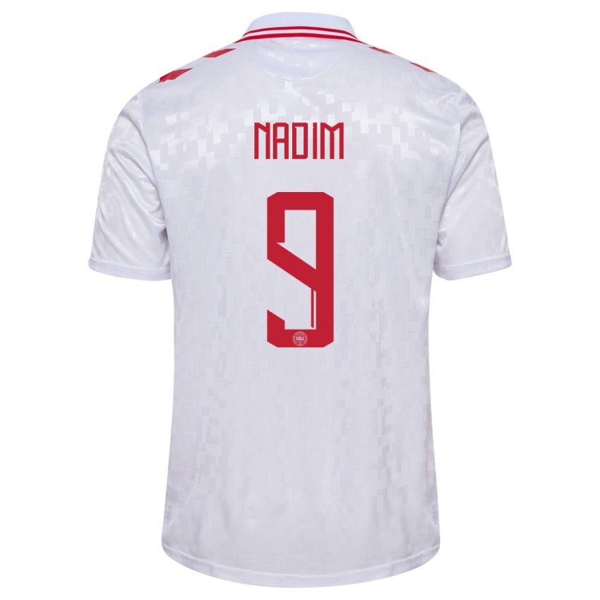 Niño Camiseta Dinamarca Nadia Nadim #9 Blanco 2ª Equipación 24-26 La Camisa Perú