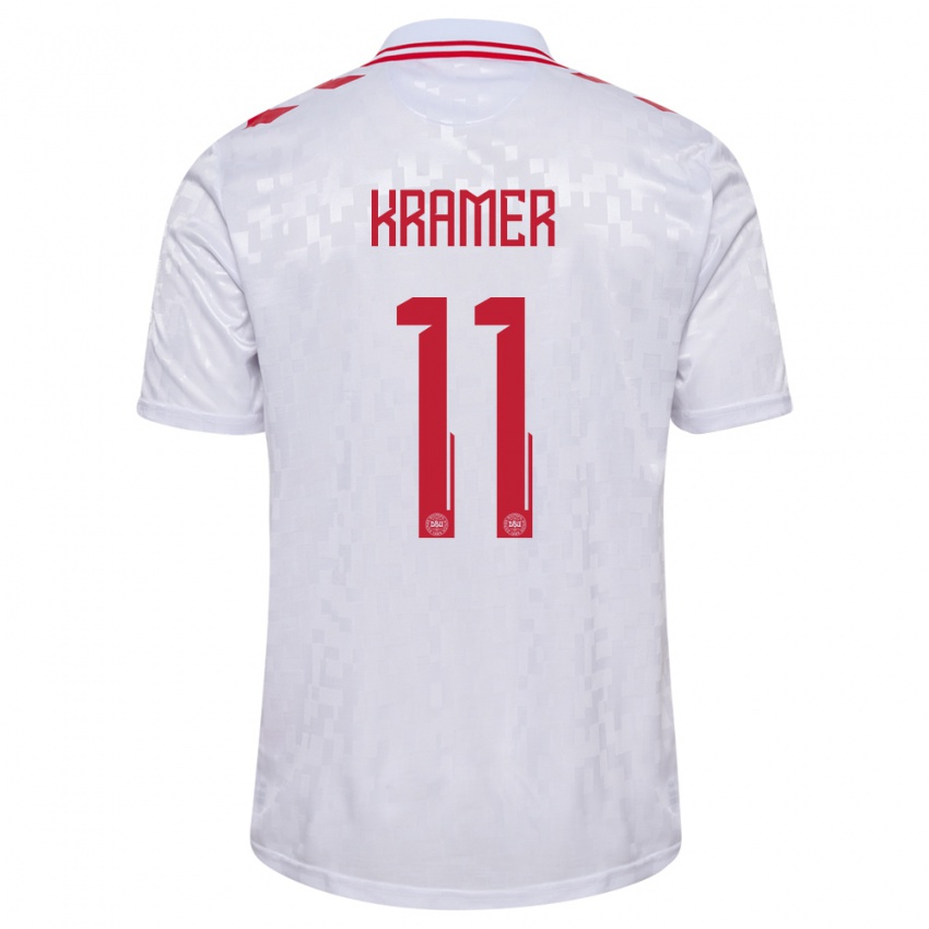 Niño Camiseta Dinamarca Cornelia Kramer #11 Blanco 2ª Equipación 24-26 La Camisa Perú