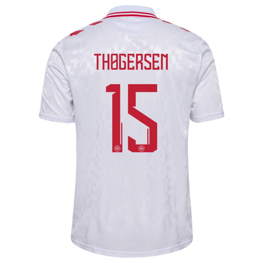 Niño Camiseta Dinamarca Frederikke Thøgersen #15 Blanco 2ª Equipación 24-26 La Camisa Perú