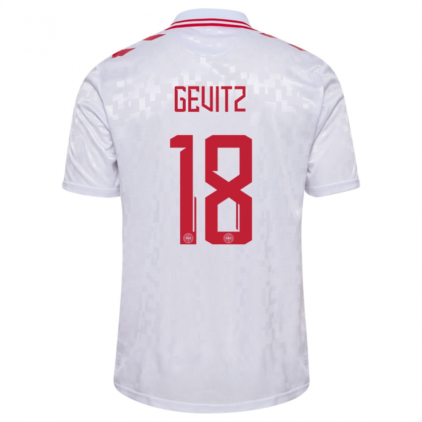 Niño Camiseta Dinamarca Luna Gevitz #18 Blanco 2ª Equipación 24-26 La Camisa Perú