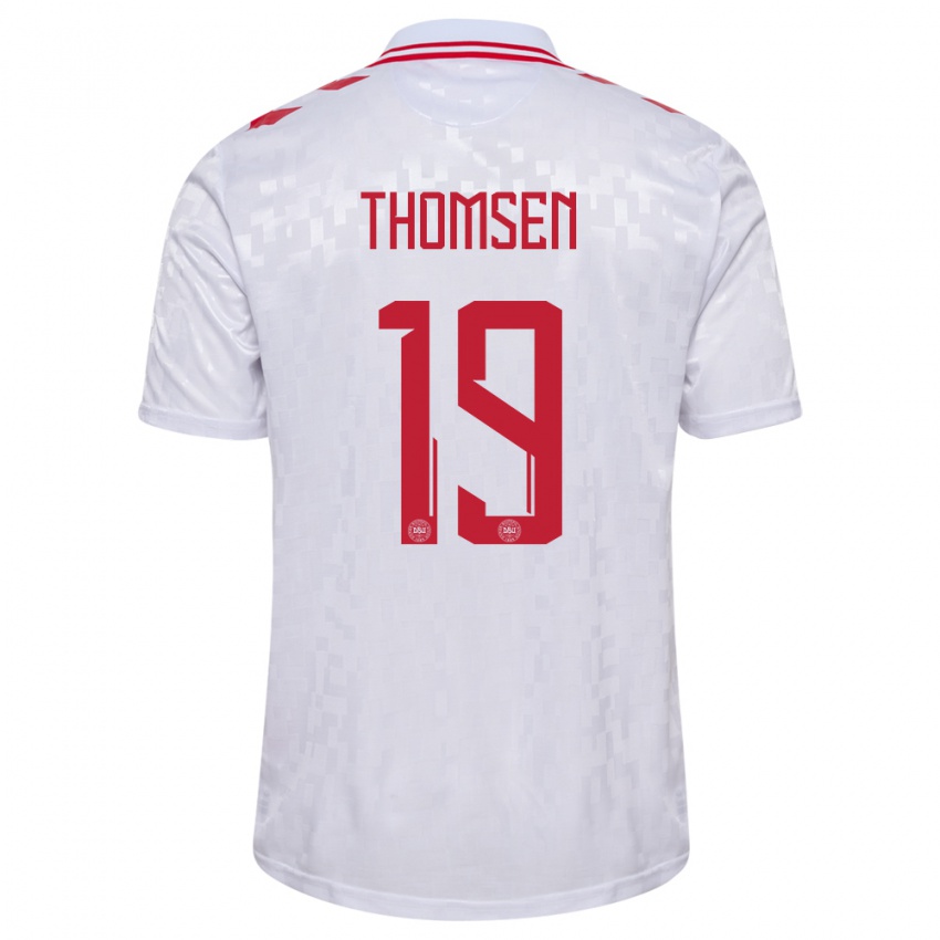 Niño Camiseta Dinamarca Janni Thomsen #19 Blanco 2ª Equipación 24-26 La Camisa Perú