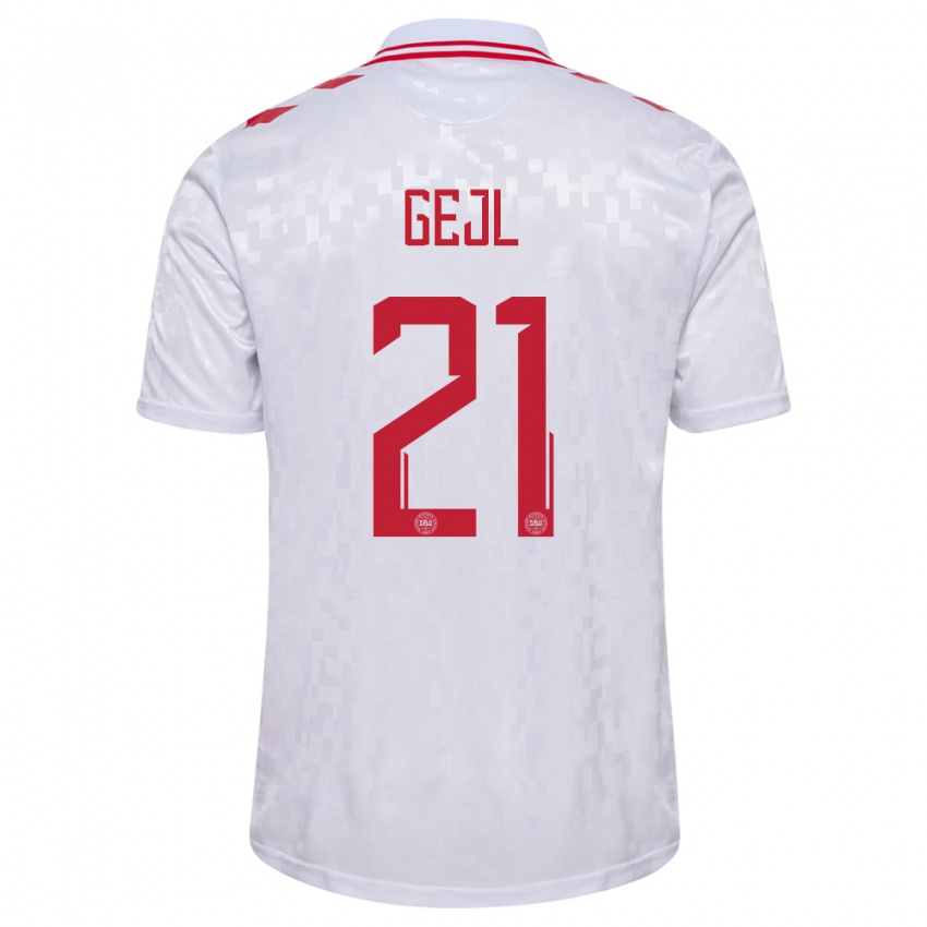 Niño Camiseta Dinamarca Mille Gejl #21 Blanco 2ª Equipación 24-26 La Camisa Perú