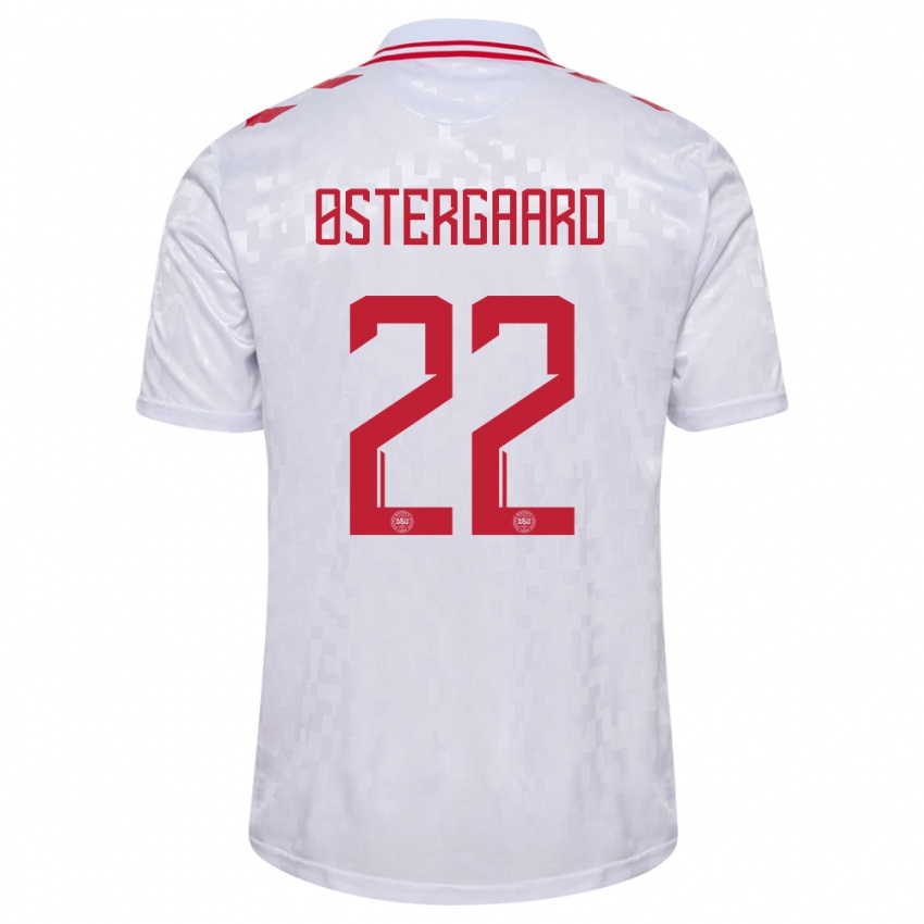 Niño Camiseta Dinamarca Maja Bay Ostergaard #22 Blanco 2ª Equipación 24-26 La Camisa Perú