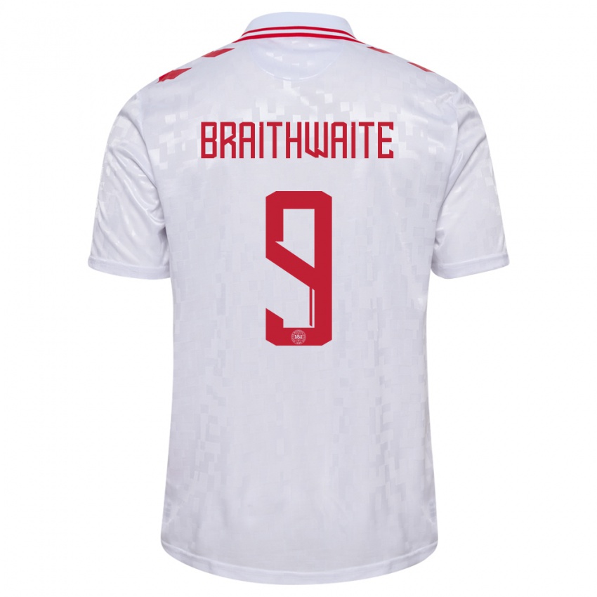 Niño Camiseta Dinamarca Martin Braithwaite #9 Blanco 2ª Equipación 24-26 La Camisa Perú