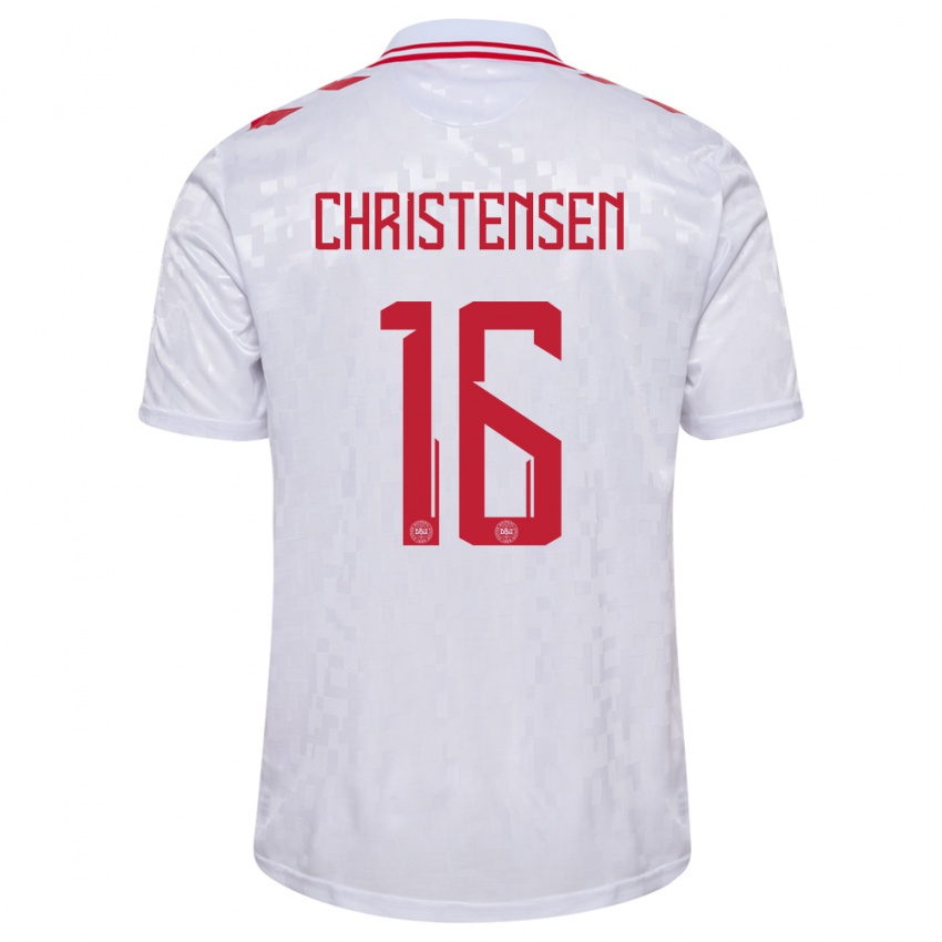 Niño Camiseta Dinamarca Oliver Christensen #16 Blanco 2ª Equipación 24-26 La Camisa Perú