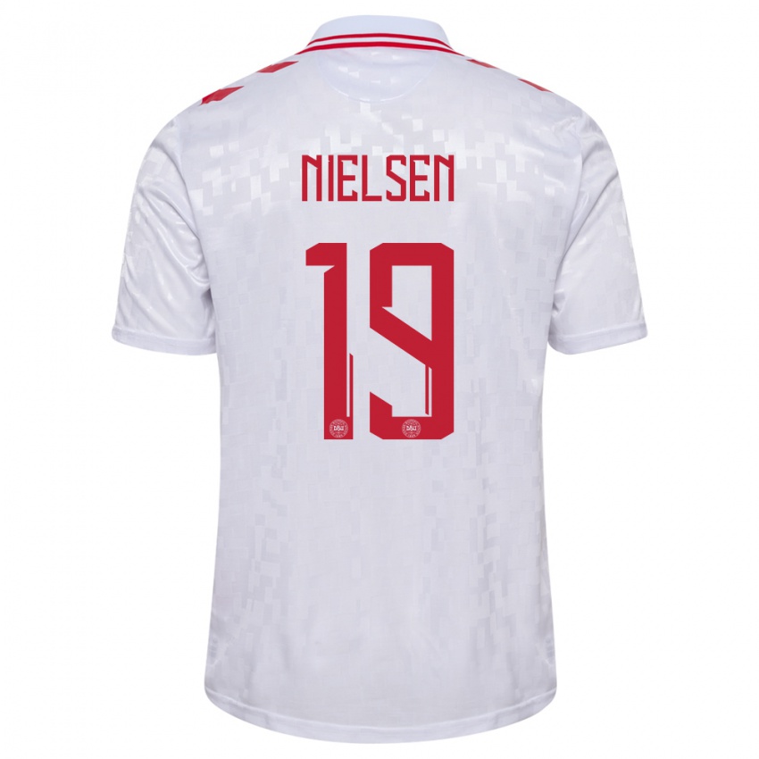 Niño Camiseta Dinamarca Casper Nielsen #19 Blanco 2ª Equipación 24-26 La Camisa Perú