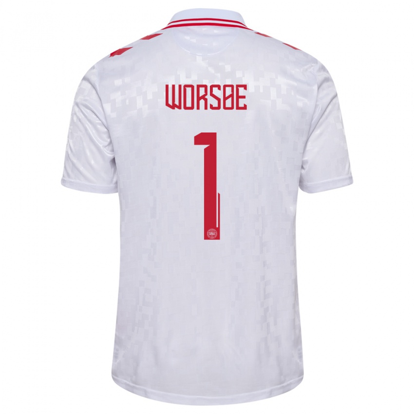 Niño Camiseta Dinamarca Laura Worsoe #1 Blanco 2ª Equipación 24-26 La Camisa Perú