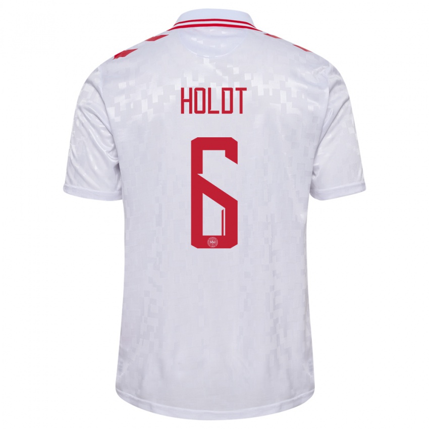 Niño Camiseta Dinamarca Olivia Holdt #6 Blanco 2ª Equipación 24-26 La Camisa Perú