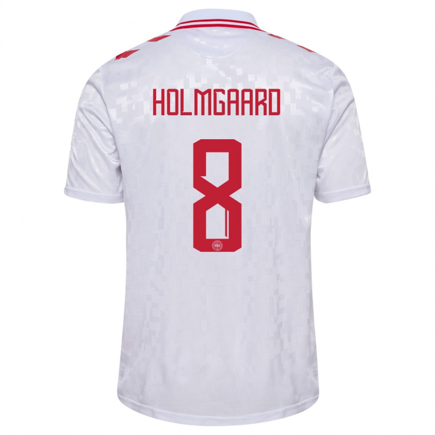 Niño Camiseta Dinamarca Sara Holmgaard #8 Blanco 2ª Equipación 24-26 La Camisa Perú